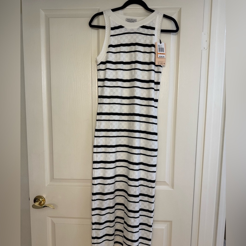 Scotch & Soda Stripe Sleeveless Pointelle Sweater Dress, S